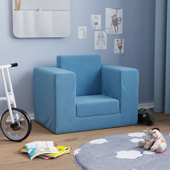 vidaXL Kindersofa Blau Weich Plüsch