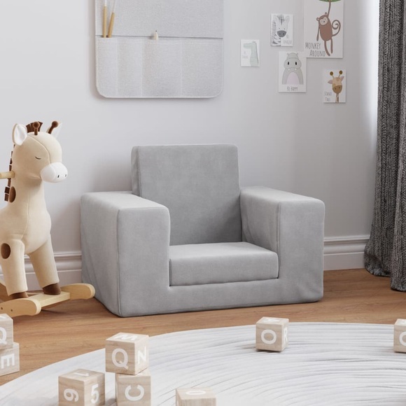 vidaXL Kindersofa Hellgrau Weich Plüsch