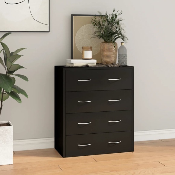 vidaXL Kommode mit 4 Schubladen 60×30,5×71 cm Schwarz