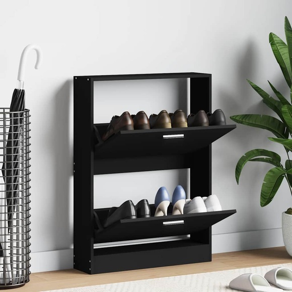 vidaXL Schuhschrank Schwarz 59x17x81 cm Holzwerkstoff