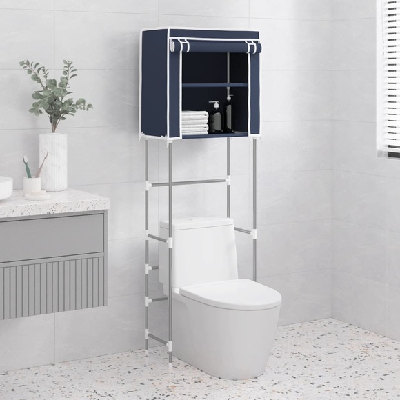 vidaXL Toilettenregal 2 Ablagen Blau 56x30x170 cm Eisen