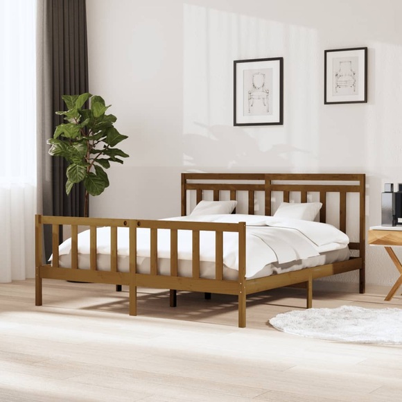 vidaXL Massivholzbett Honigbraun 160x200 cm