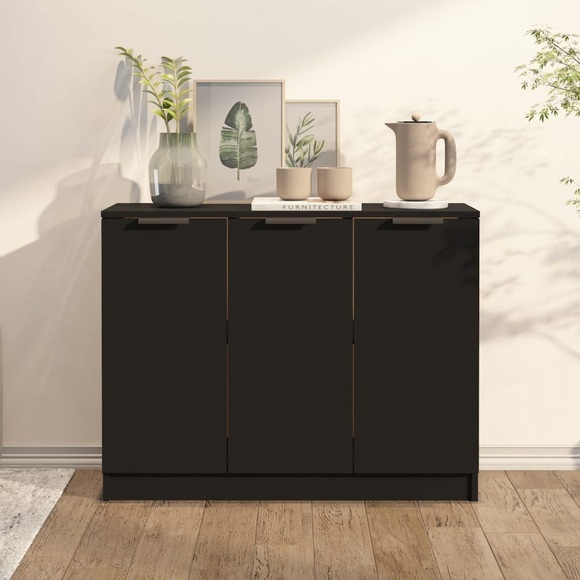 vidaXL Sideboard Schwarz 90,5x30x70 cm Holzwerkstoff