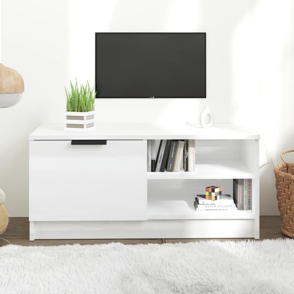 vidaXL TV-Schrank Hochglanz-Weiß 80x35x36,5 cm Holzwerkstoff