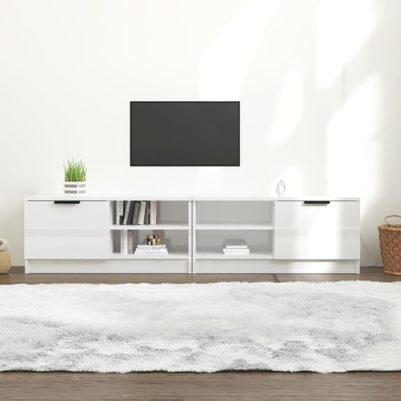 vidaXL TV-Schränke 2 Stk. Hochglanz Weiß 80x35x36,5cm Holzwerkstoff