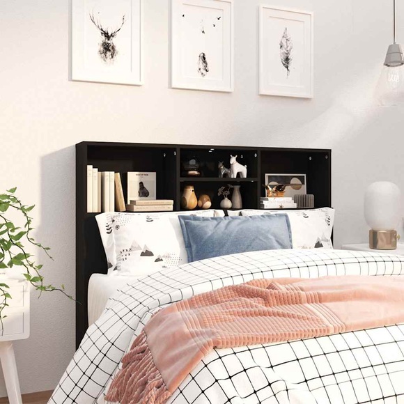 vidaXL Bett-Kopfteil mit Ablagen Schwarz 120x19x103,5 cm