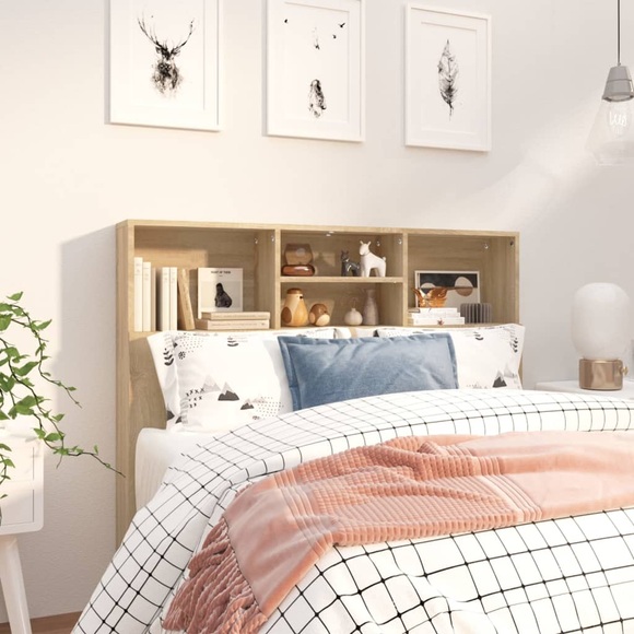 vidaXL Bett-Kopfteil mit Ablagen Sonoma-Eiche 120x19x103,5 cm