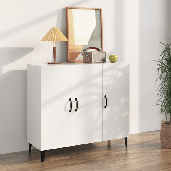vidaXL Sideboard Hochglanz-Weiß 90x34x80 cm Holzwerkstoff