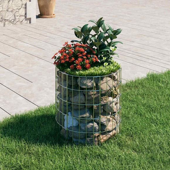 vidaXL Gabionen-Säule Rund Verzinkter Stahl Ø50x50 cm