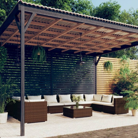 vidaXL 11-tlg. Garten-Lounge-Set mit Kissen Poly Rattan Braun