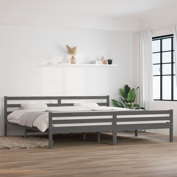 vidaXL Massivholzbett Grau 200x200 cm