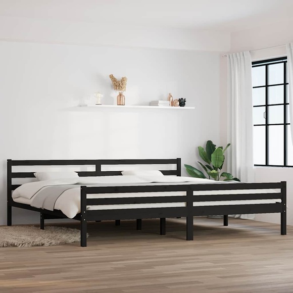 vidaXL Massivholzbett Schwarz 200x200 cm