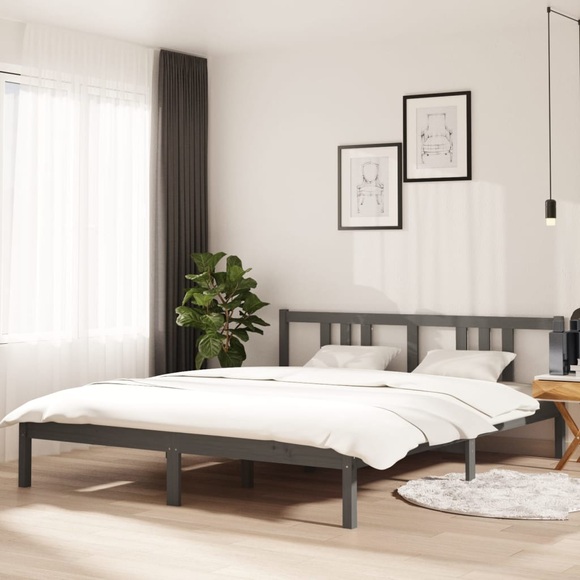 vidaXL Massivholzbett Grau 160x200 cm