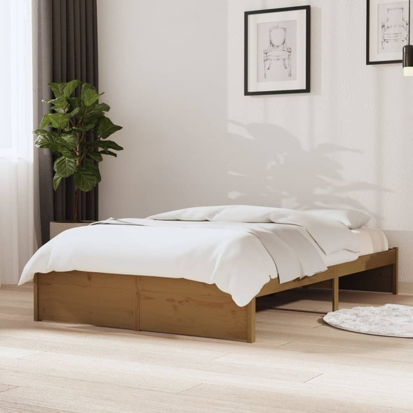 vidaXL Massivholzbett Honigbraun 120x190 cm 4FT Small Double