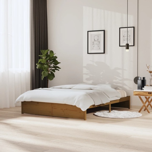 vidaXL Massivholzbett Honigbraun 150x200 cm 5FT King Size
