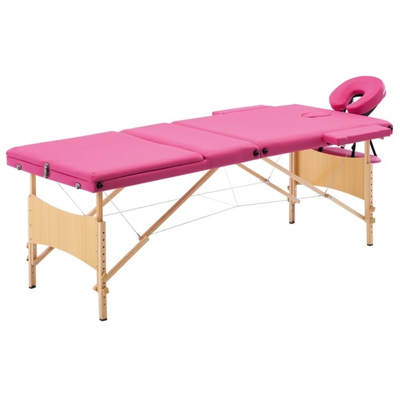 Massagetisch Klappbar 3 Zonen Holz Rosa