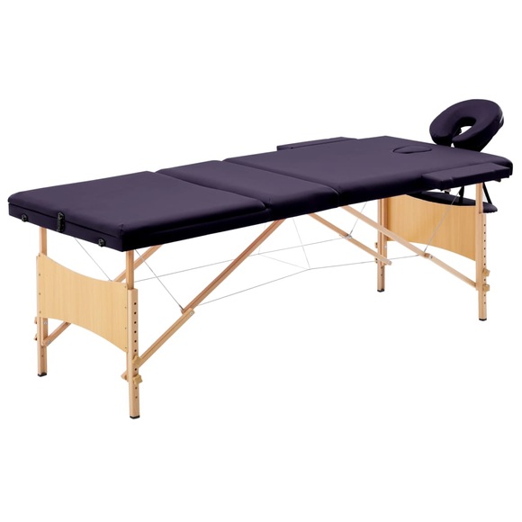 Massagetisch Klappbar 3 Zonen Holz Lila