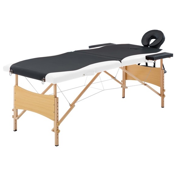vidaXL Massagetisch Klappbar 2 Zonen Holz Schwarz und Weiß