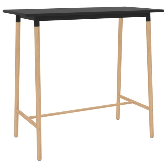 vidaXL Bartisch Schwarz 120x60x105 cm MDF & Massivholz Buche