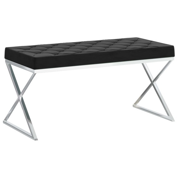 vidaXL Bank 97 cm Schwarz Samt und Edelstahl