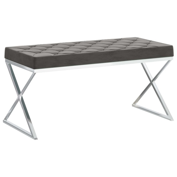 vidaXL Bank 97 cm Grau Samt und Edelstahl