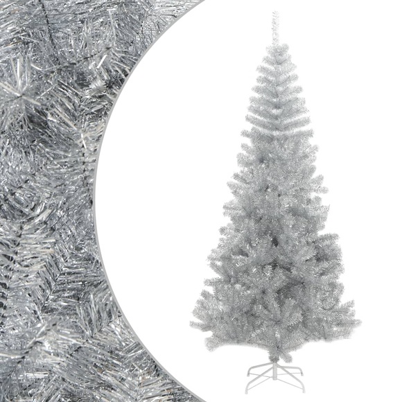 vidaXL Künstlicher Weihnachtsbaum mit Ständer Silbern 210 cm PET