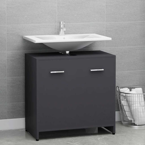vidaXL Badezimmerschrank Grau 60x33x58 cm Spanplatte