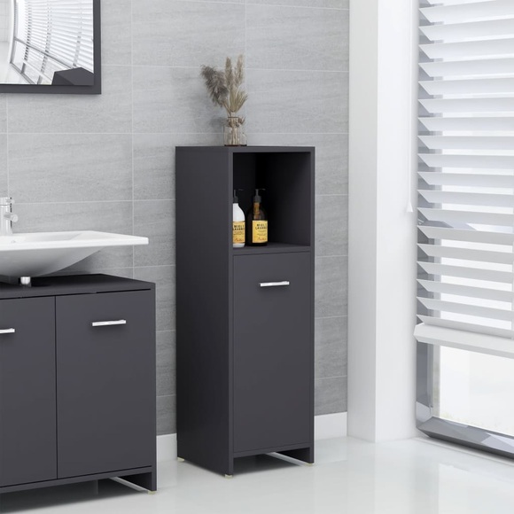 vidaXL Badezimmerschrank Grau 30x30x95 cm Spanplatte