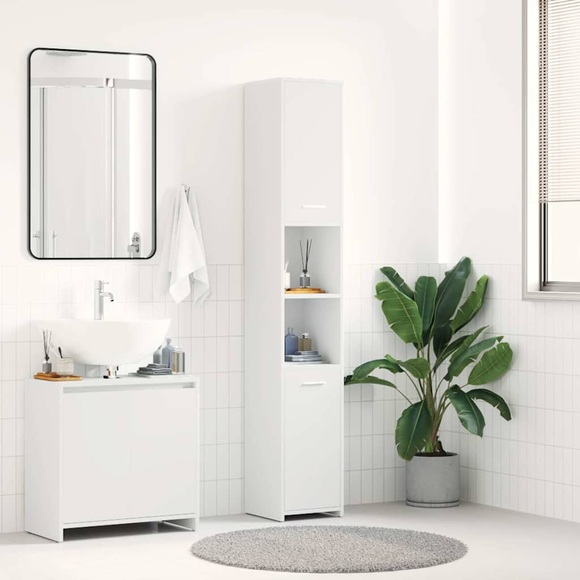 vidaXL Badezimmerschrank Weiß 30x30x183,5 cm Spanplatte