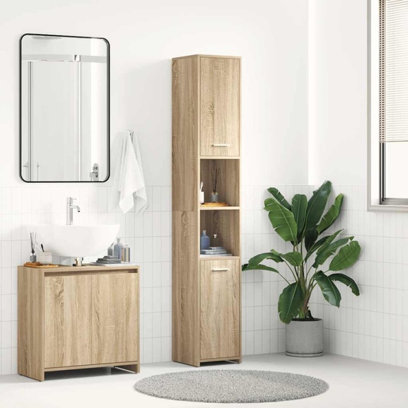 vidaXL Badezimmerschrank Sonoma-Eiche 30x30x183,5 cm Spanplatte