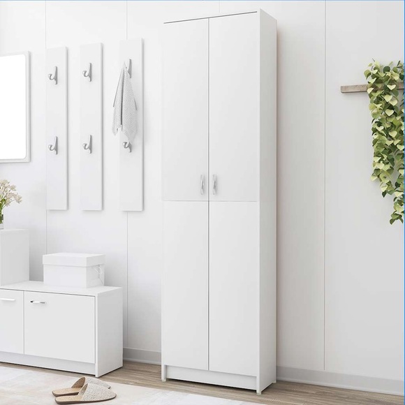vidaXL Garderobenschrank Weiß 55x25x189 cm Spanplatte