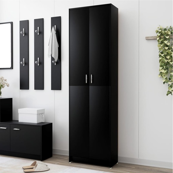 vidaXL Garderobenschrank Schwarz 55x25x189 cm Spanplatte