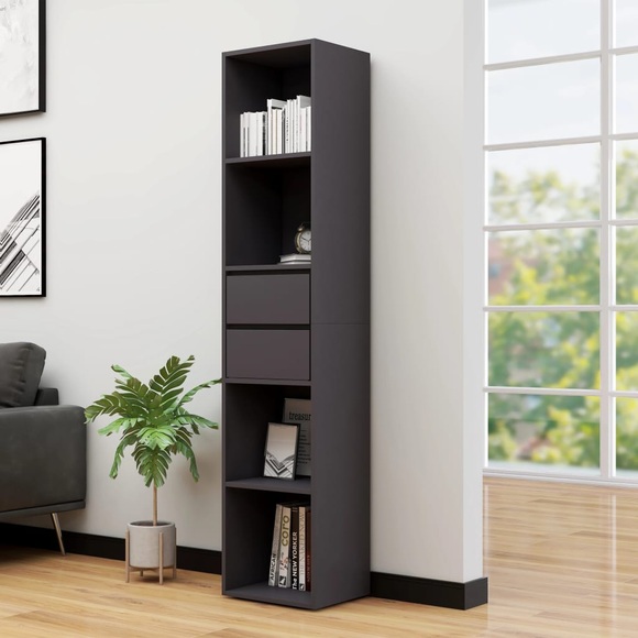 vidaXL Bücherregal Grau 36 x 30 x 171 cm Spanplatte