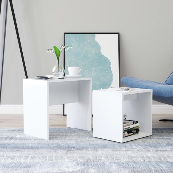 vidaXL Couchtisch-Set Weiß 48 x 30 x 45 cm Spanplatte