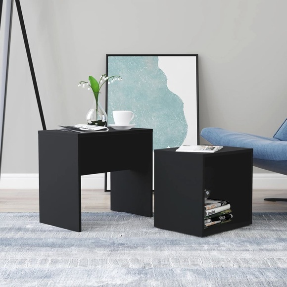 vidaXL Couchtisch-Set Schwarz 48 x 30 x 45 cm Spanplatte