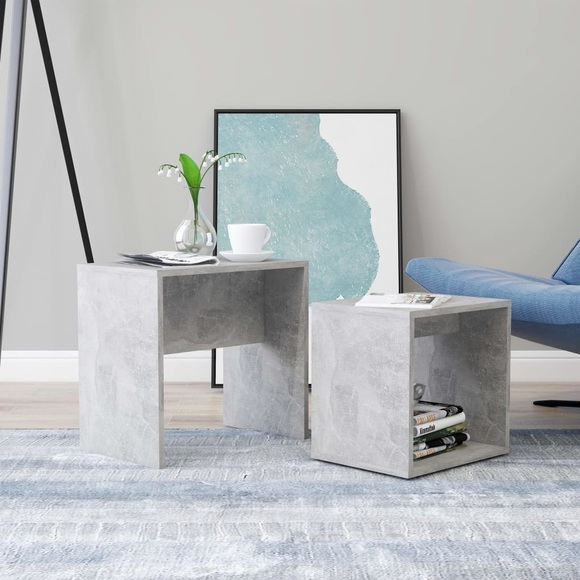 vidaXL Couchtisch-Set Betongrau 48 x 30 x 45 cm Spanplatte
