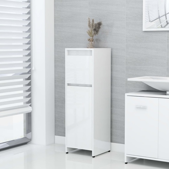 vidaXL Badezimmerschrank Hochglanz-Weiß 30x30x95 cm Spanplatte