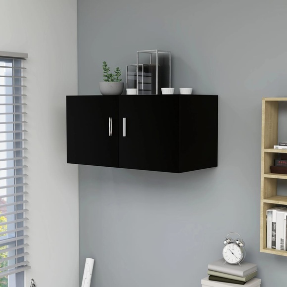 vidaXL Wandschrank Schwarz 80 x 39 x 40 cm Spanplatte