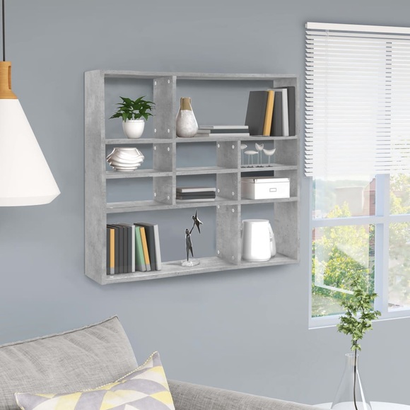 vidaXL Wandregal Betongrau 90 x 16 x 78 cm Spanplatte