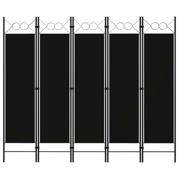vidaXL 5-tlg. Raumteiler Schwarz 200 x 180 cm