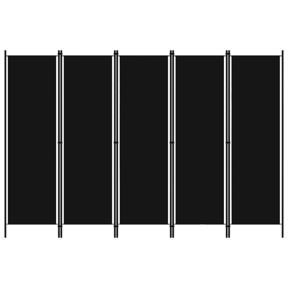 vidaXL 5-tlg. Raumteiler Schwarz 250x180 cm
