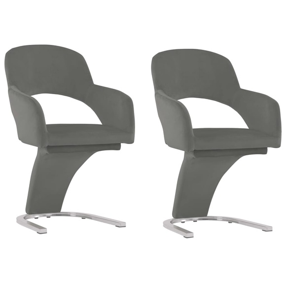 vidaXL Esszimmerstühle 2 Stk. Grau Samt
