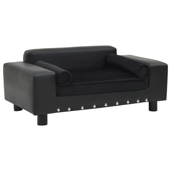 vidaXL Hundesofa Schwarz 81x43x31 cm Plüsch und Kunstleder