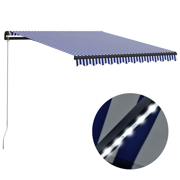 vidaXL Gelenkarmmarkise mit LED 300x250 cm Blau und Weiß