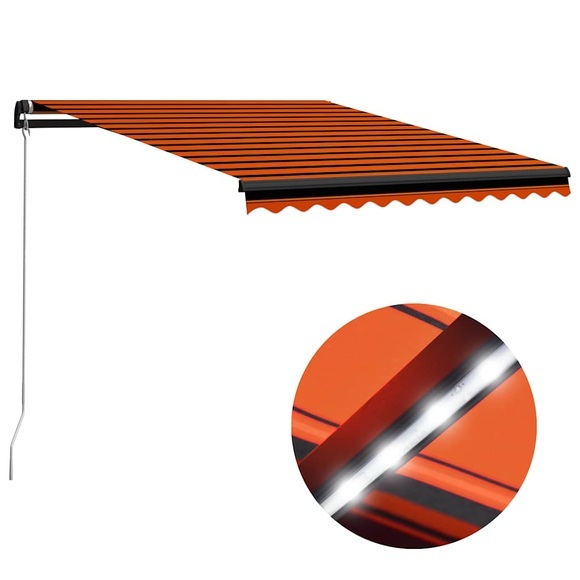 vidaXL Einziehbare Markise Handbetrieben LED 350x250 cm Orange Braun