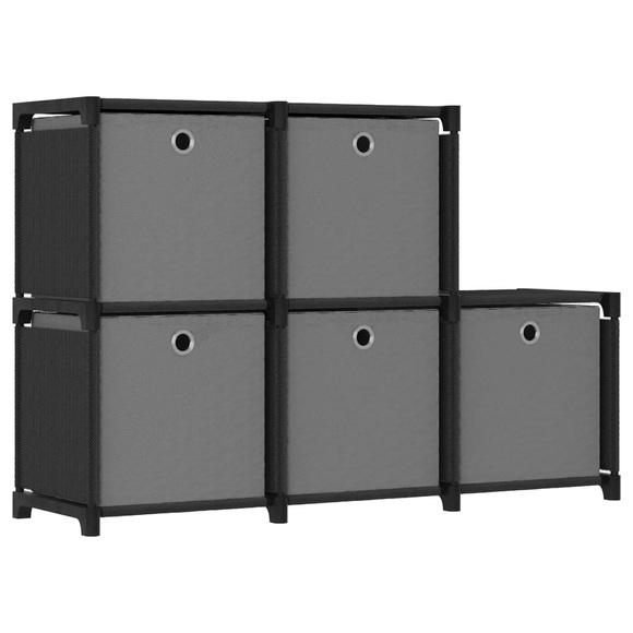 vidaXL Würfel-Regal mit Boxen 5 Fächer Schwarz 103x30x72,5 cm Stoff