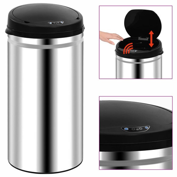 vidaXL Automatischer Sensor-Mülleimer 50 L Edelstahl
