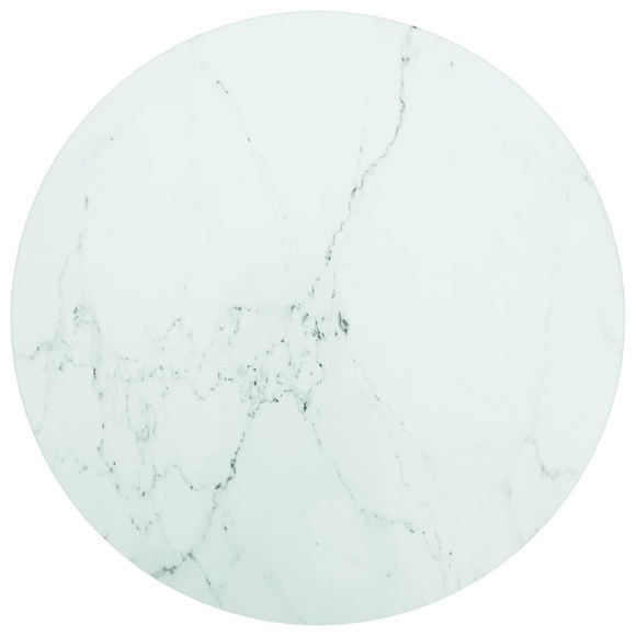 vidaXL Tischplatte Weiß Ø40x0,8 cm Hartglas in Marmoroptik