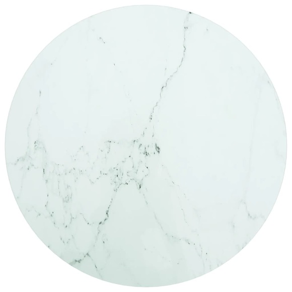 vidaXL Tischplatte Weiß Ø50x0,8 cm Hartglas mit Marmordesign