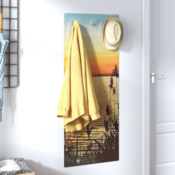 vidaXL Wandgarderobe 125x50 cm Hartglas Sonnenuntergang am See